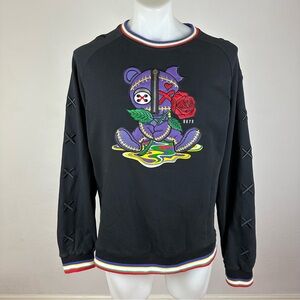 BKYS Zipper Bear Graphic Crewneck Sweater